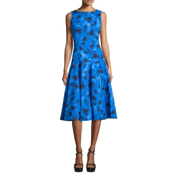 $2295 MICHAEL KORS COLLECTION Made in Italy Blue Black Floral Designer Dress 14 - Picture 3 of 15